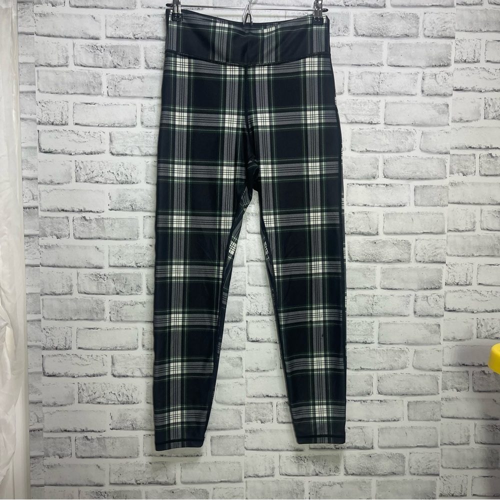 Gilly Hicks High Waist Green Black White Plaid Leggings Large